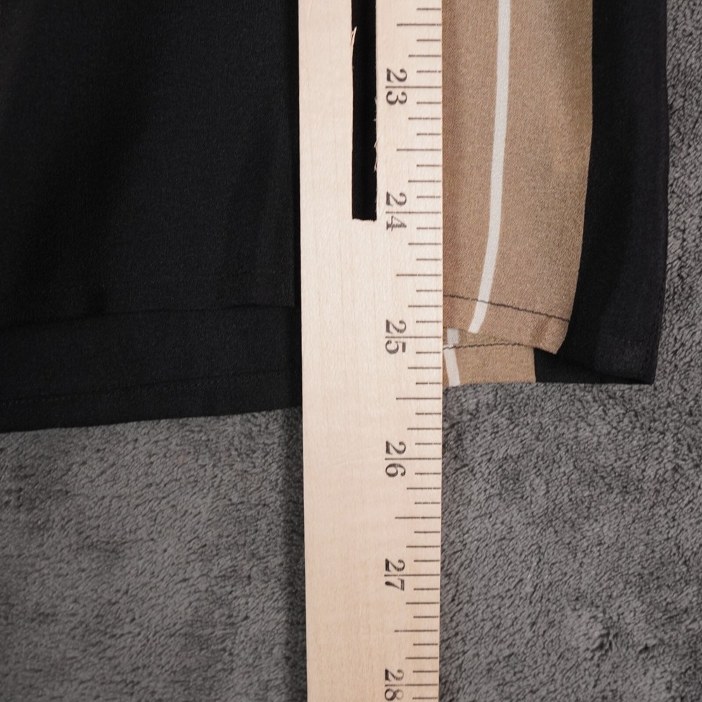Gianni Versace Silk Shirt Womens 42 Black Brown Color Block Italy Vintage 70's - Picture 8 of 12